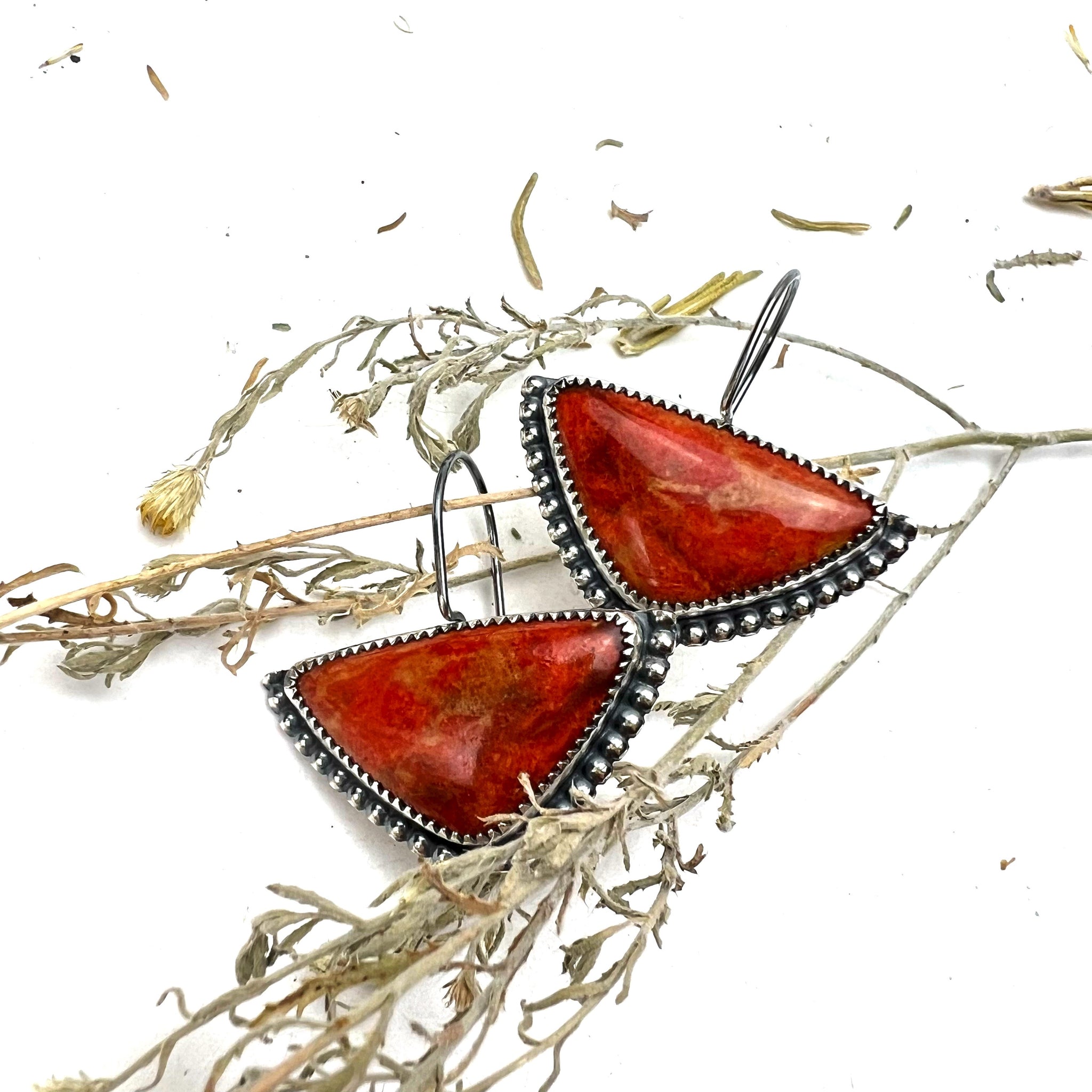 Coral Crescent Earrings