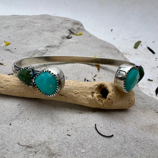 Turquoise + Chrysoprase Teardrop Cuff