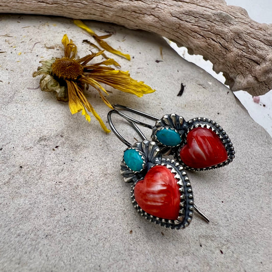 Spiny Oyster Heart Earrings