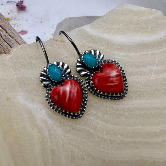 Spiny Oyster Heart Earrings