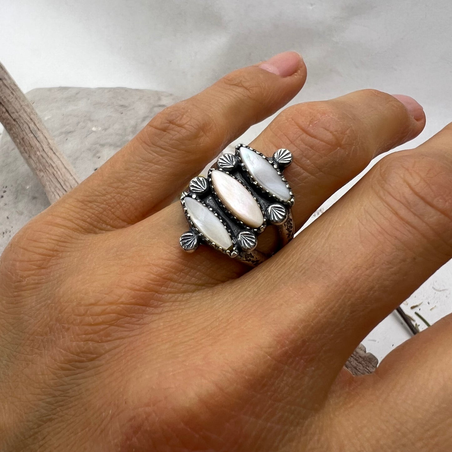 Triple Mother of Pearl Ring