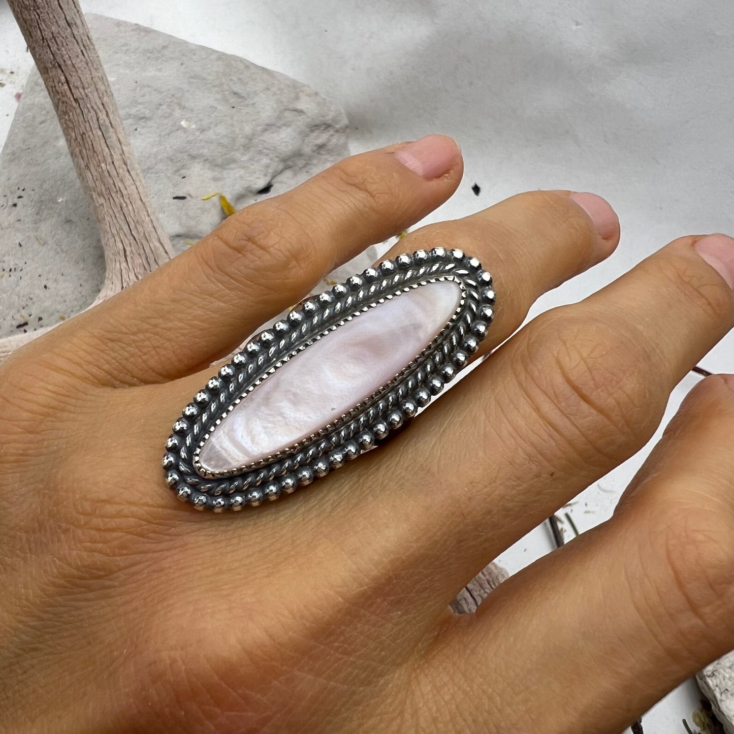 Mother of Pearl Statement Ring