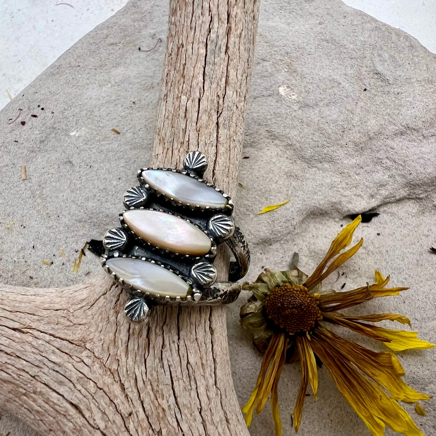 Triple Mother of Pearl Ring