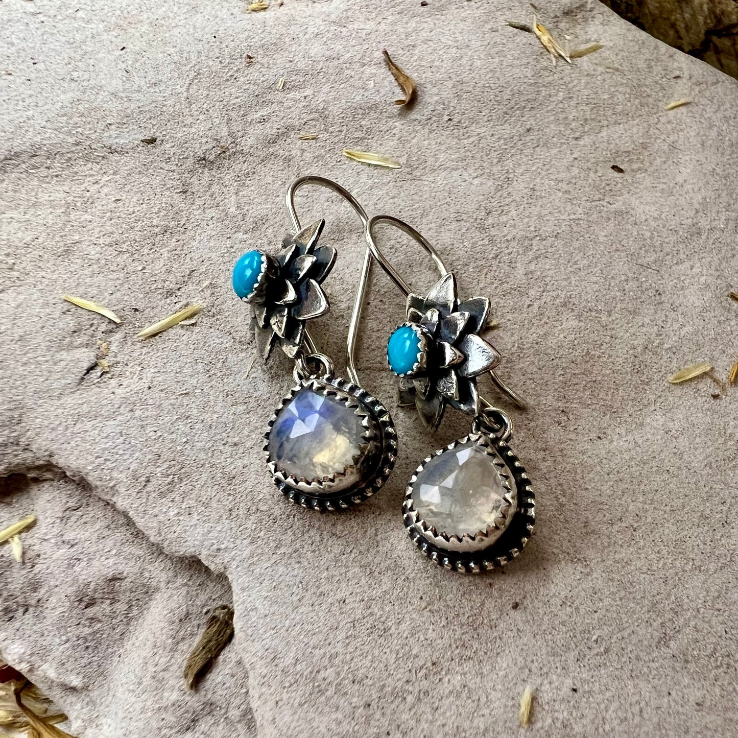 Rainbow Moonstone Drop Earrings
