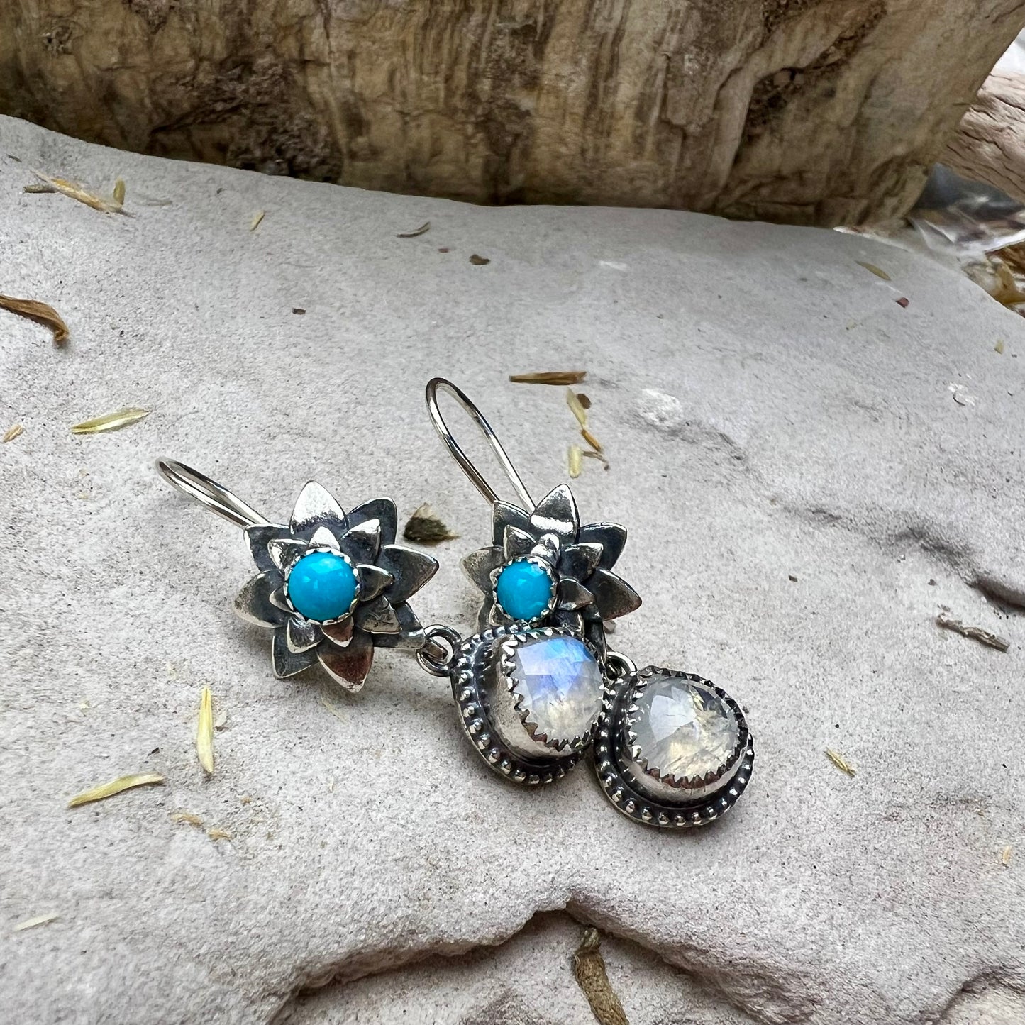 Rainbow Moonstone Drop Earrings