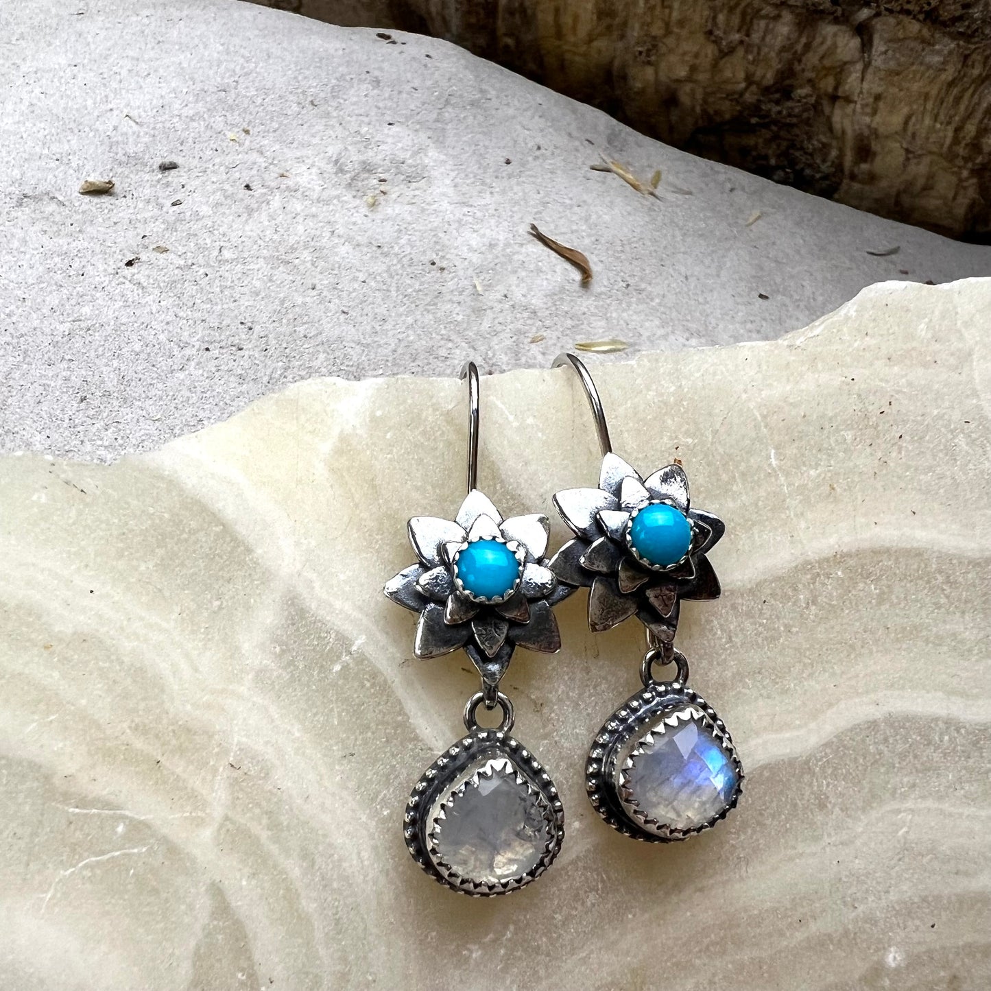 Rainbow Moonstone Drop Earrings