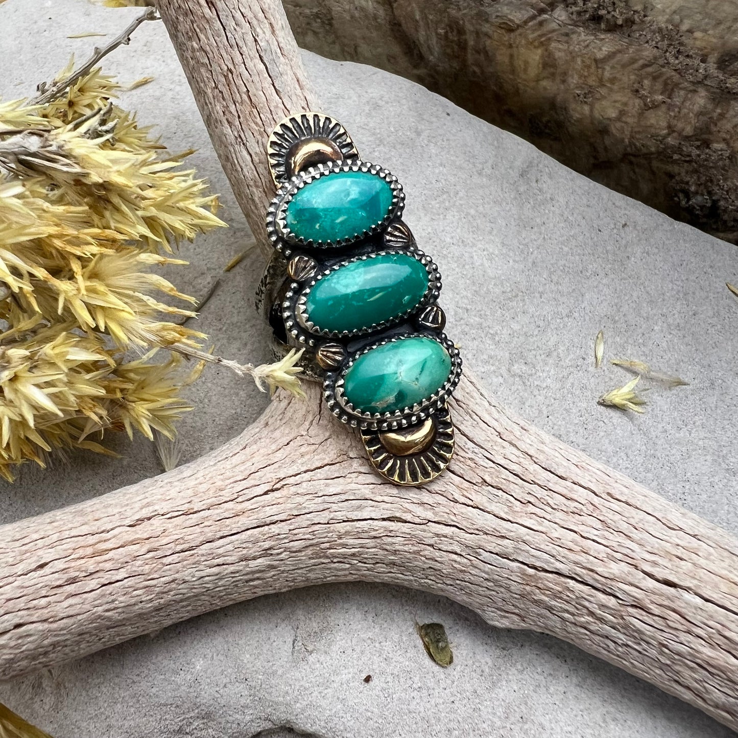 Triple turquoise statement Ring