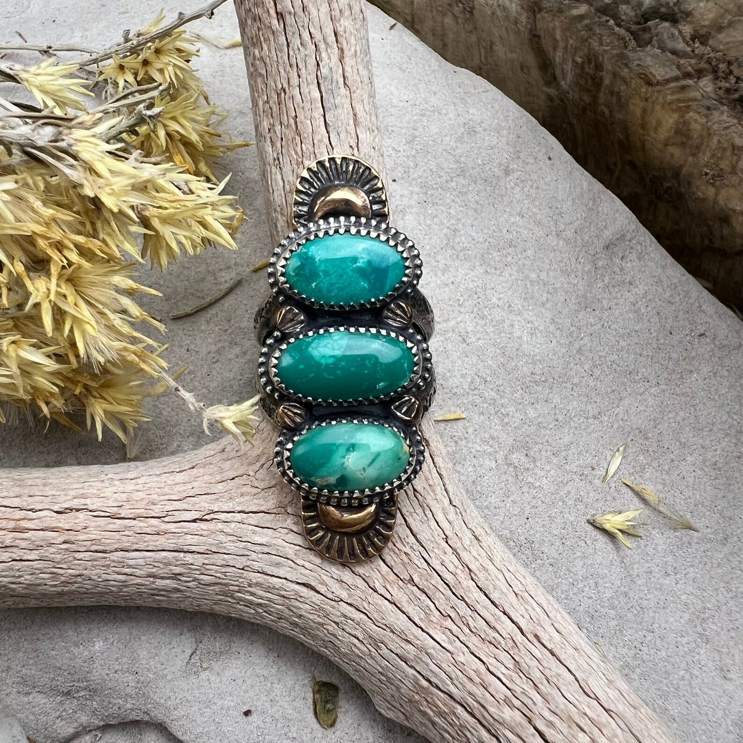 Triple turquoise statement Ring