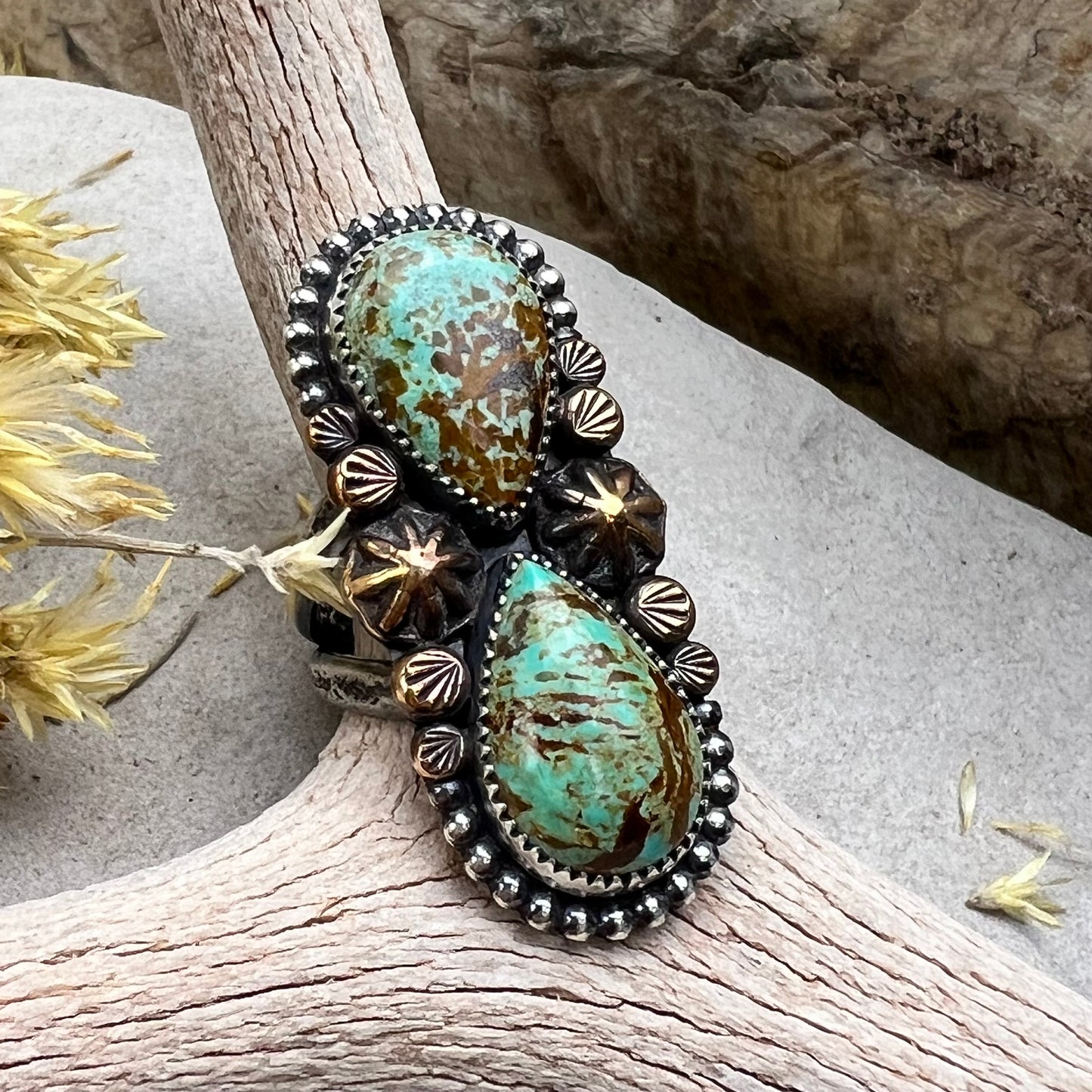 Double Turquoise Statement Ring