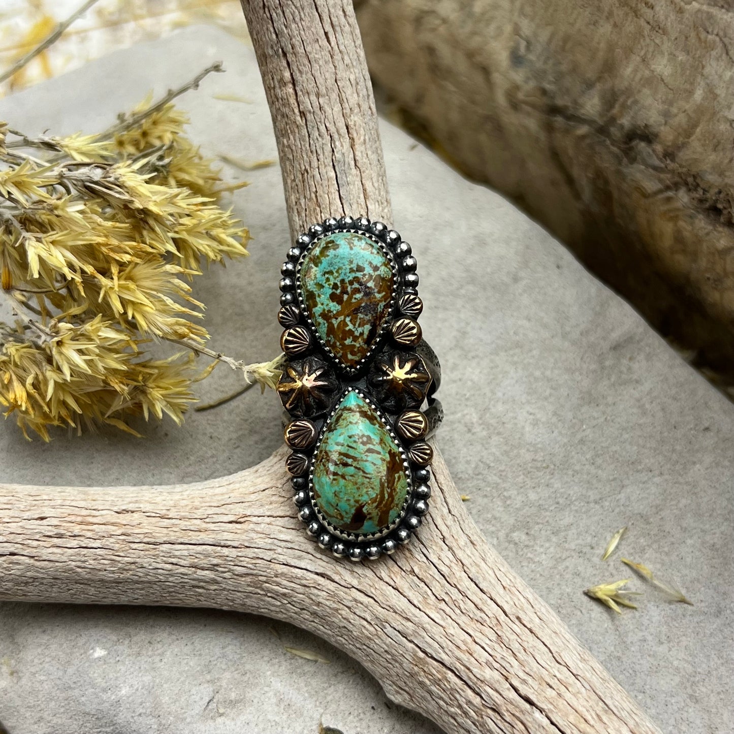 Double Turquoise Statement Ring