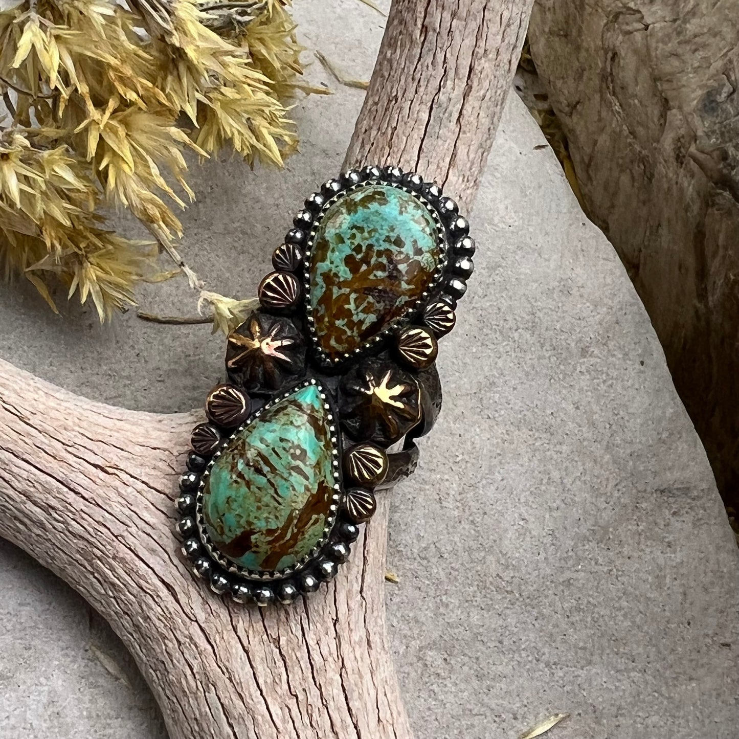 Double Turquoise Statement Ring