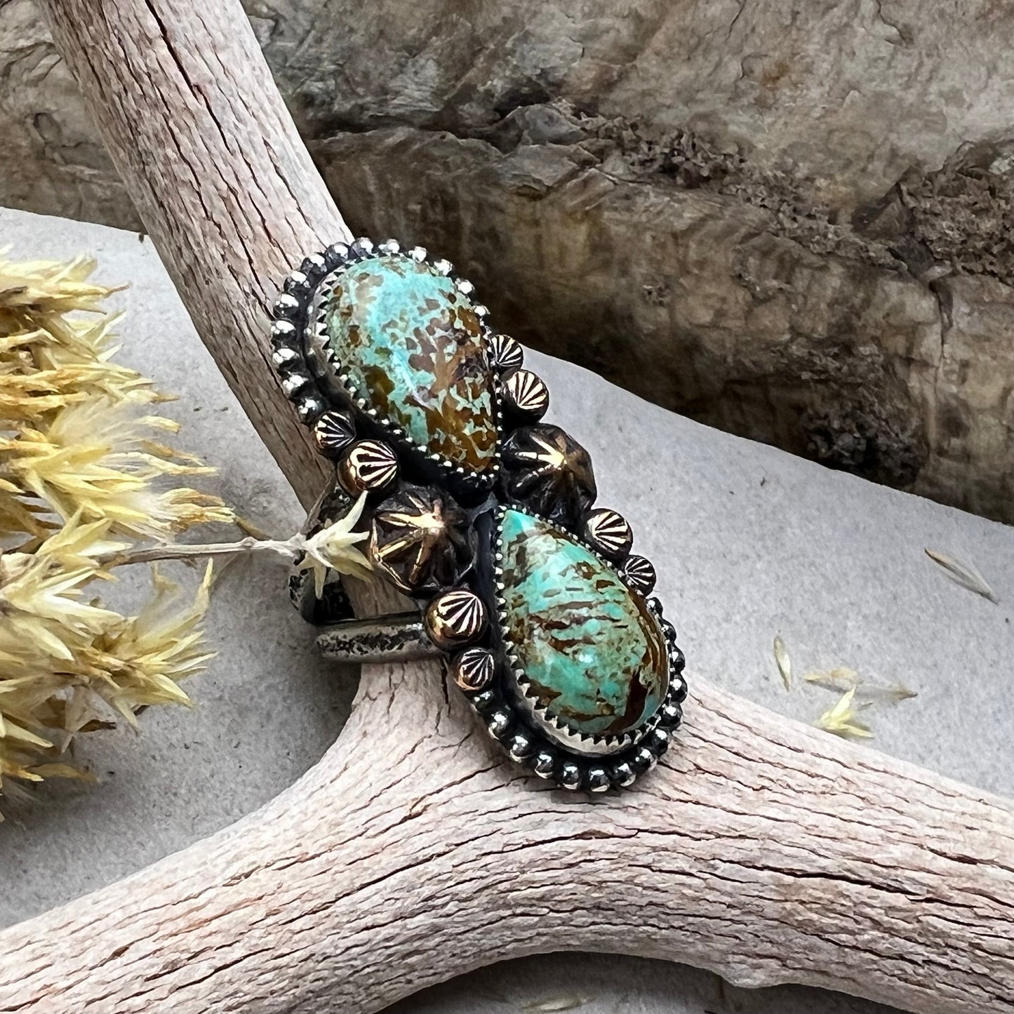Double Turquoise Statement Ring
