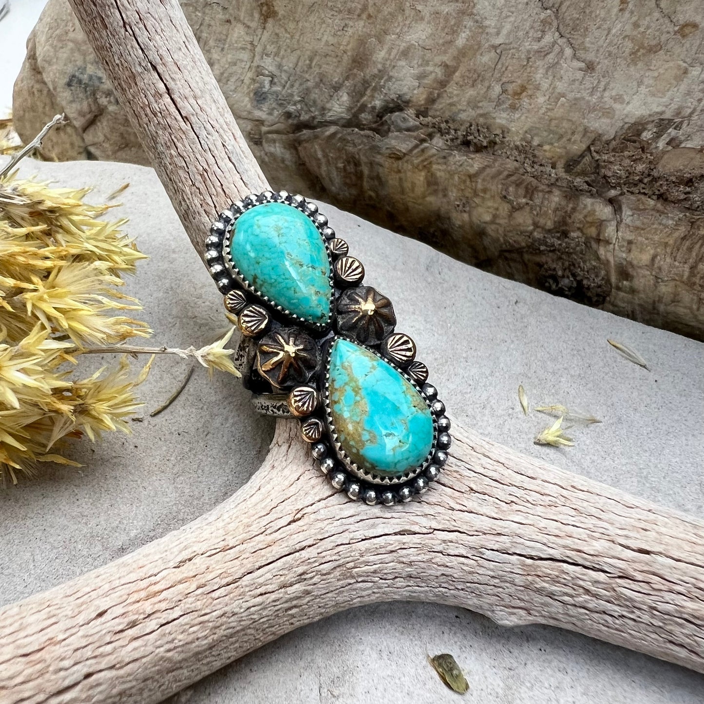 Double Turquoise Statement Ring