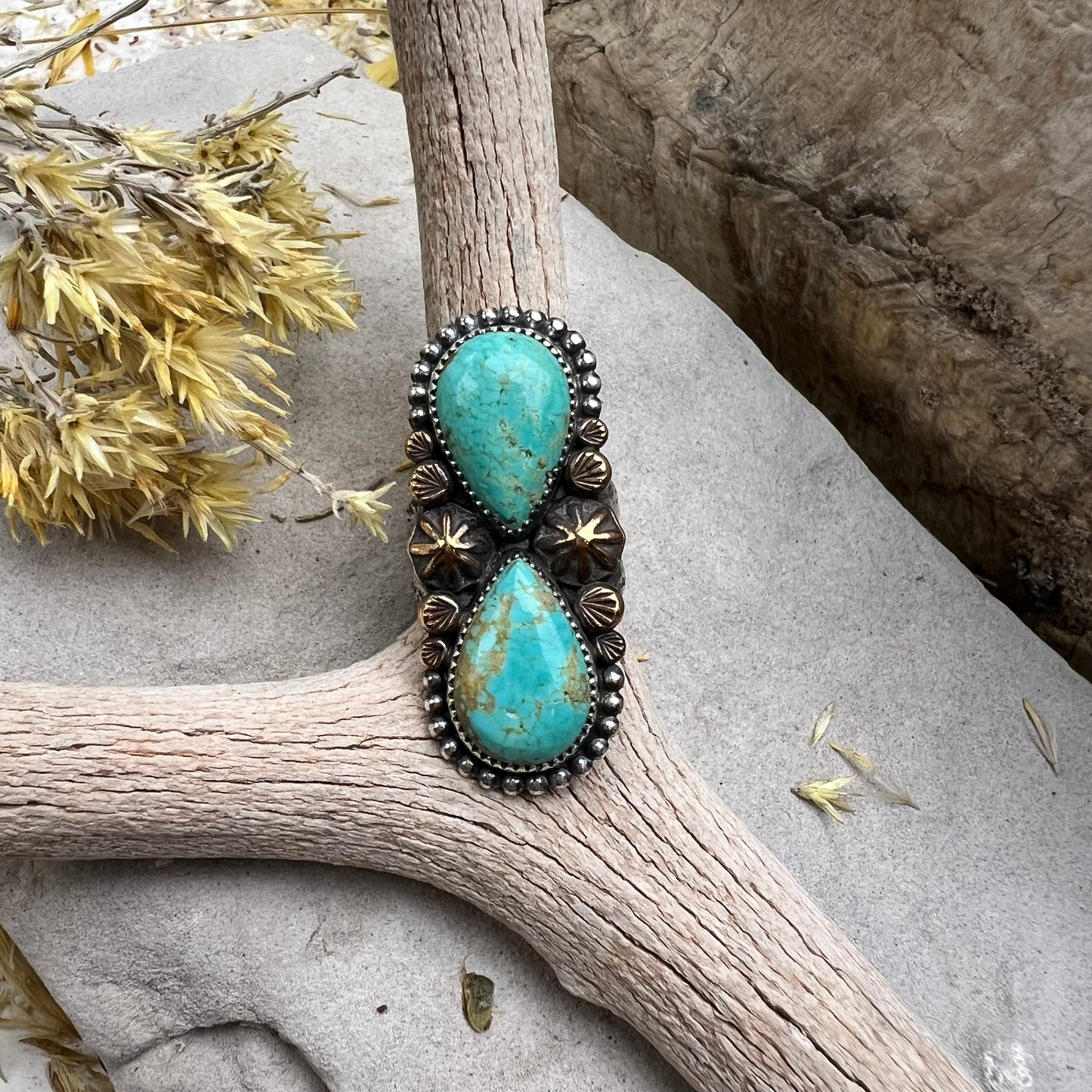 Double Turquoise Statement Ring