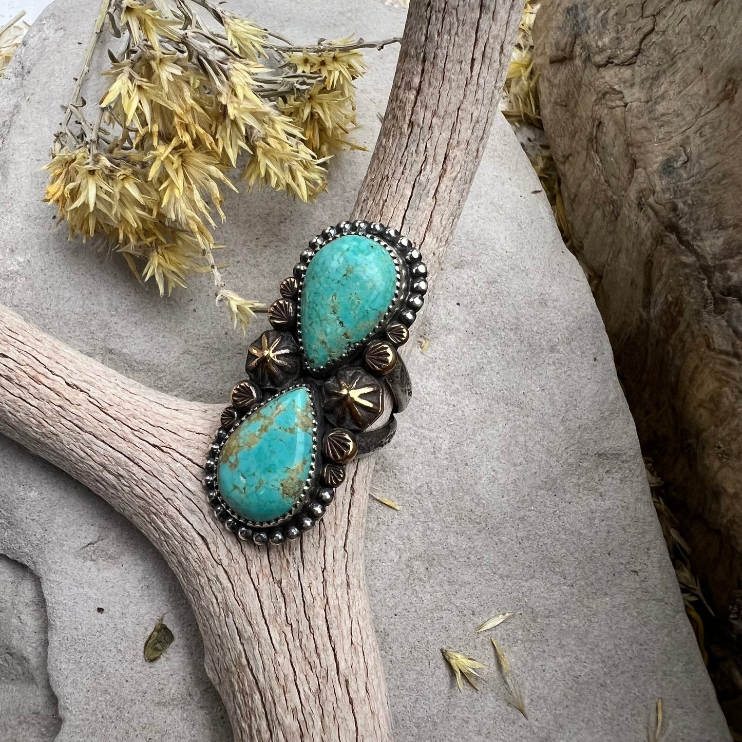 Double Turquoise Statement Ring