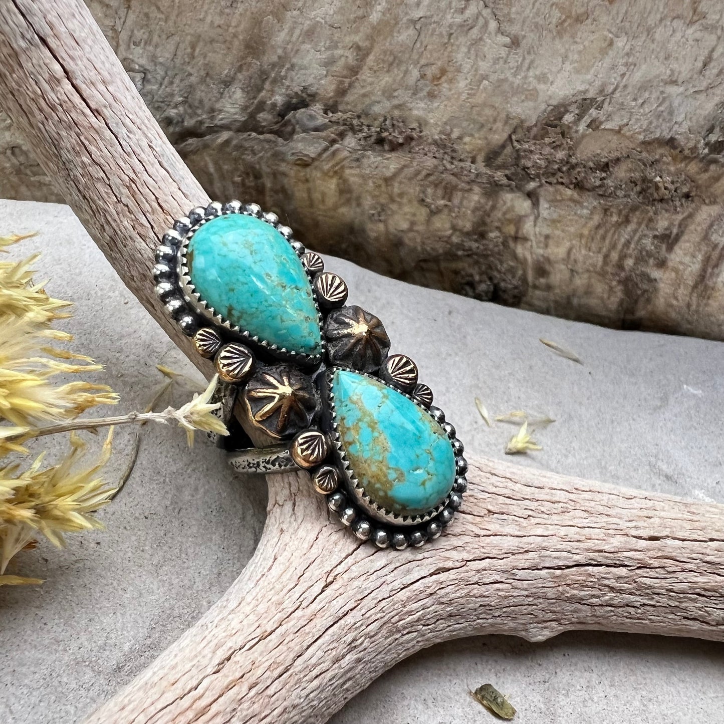 Double Turquoise Statement Ring