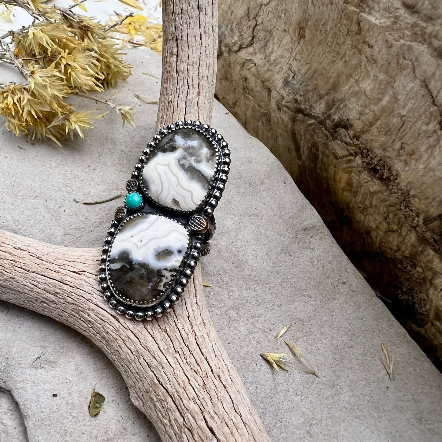 Crazy Lace Agate Statement Ring