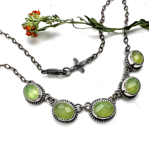 Green Chalcedony Petite Linked Necklace
