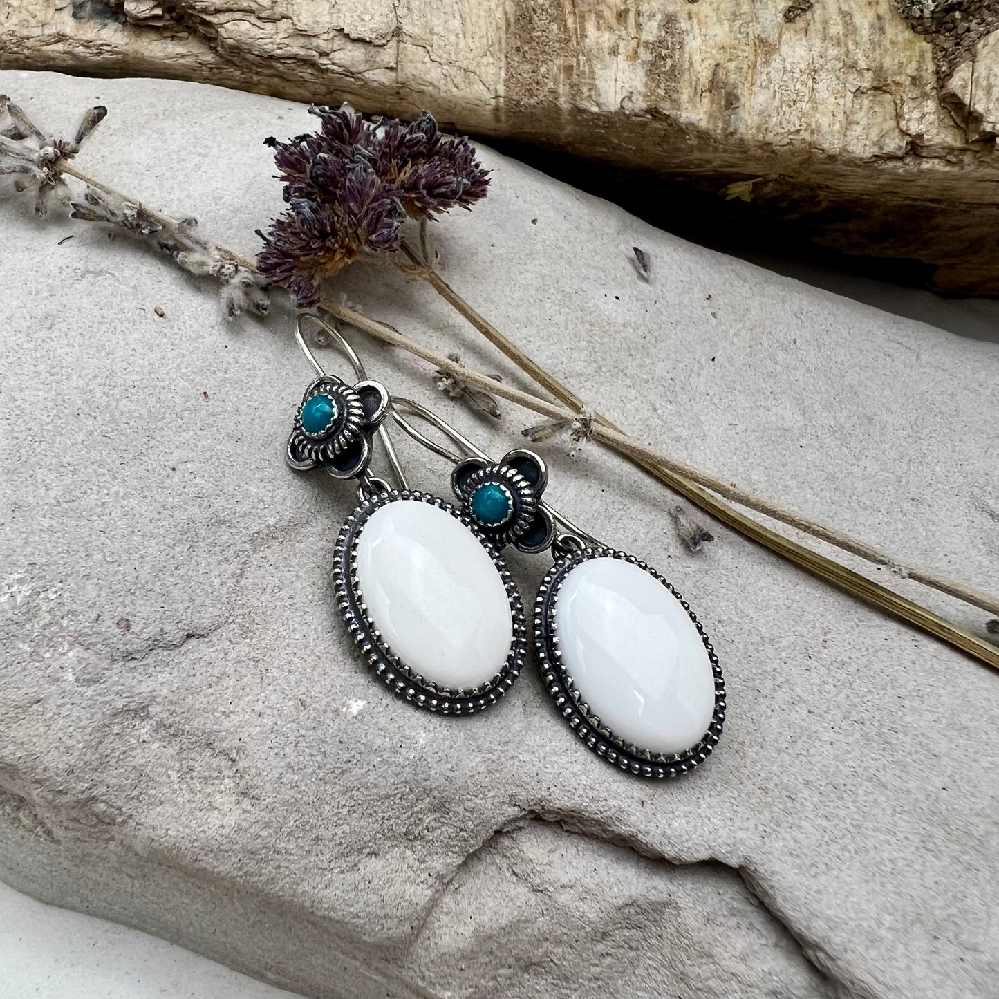White Jasper Drop Earrings