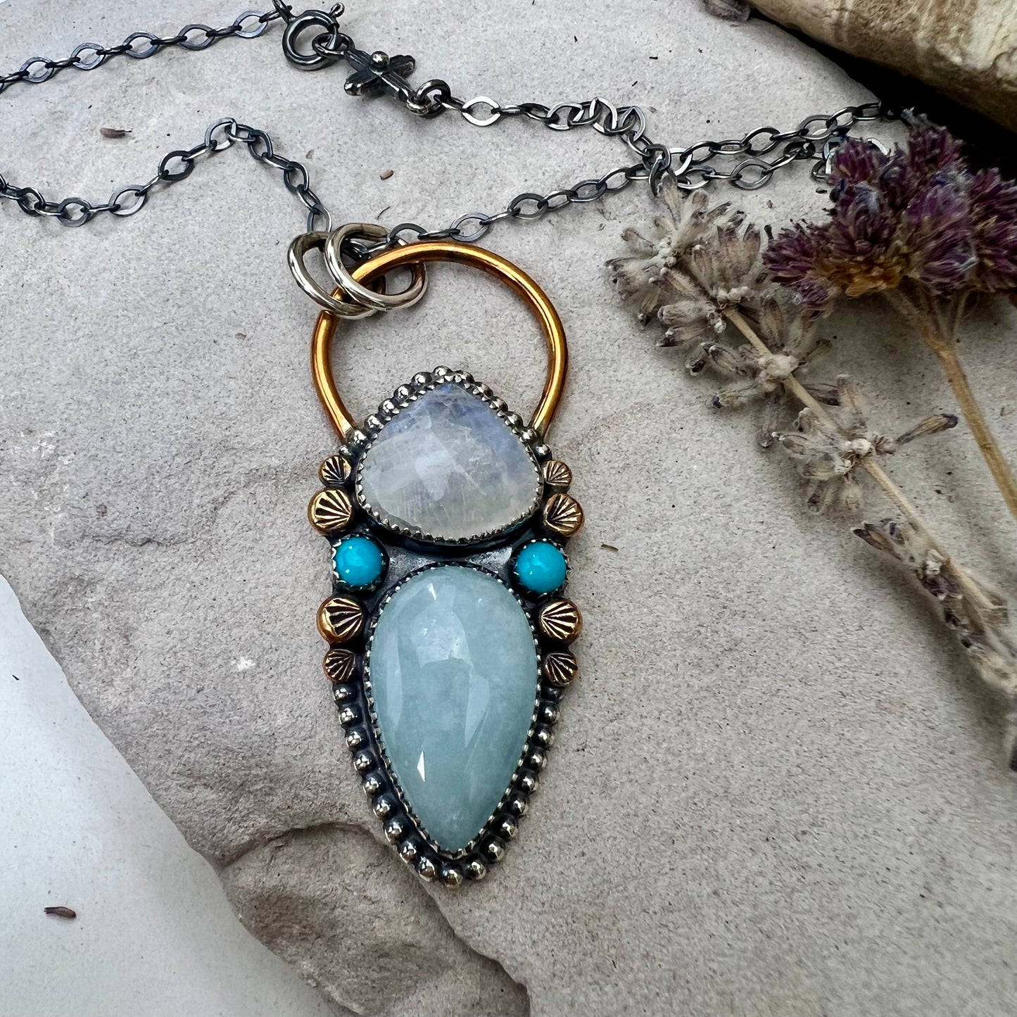 Moonstone Aquamarine Necklace
