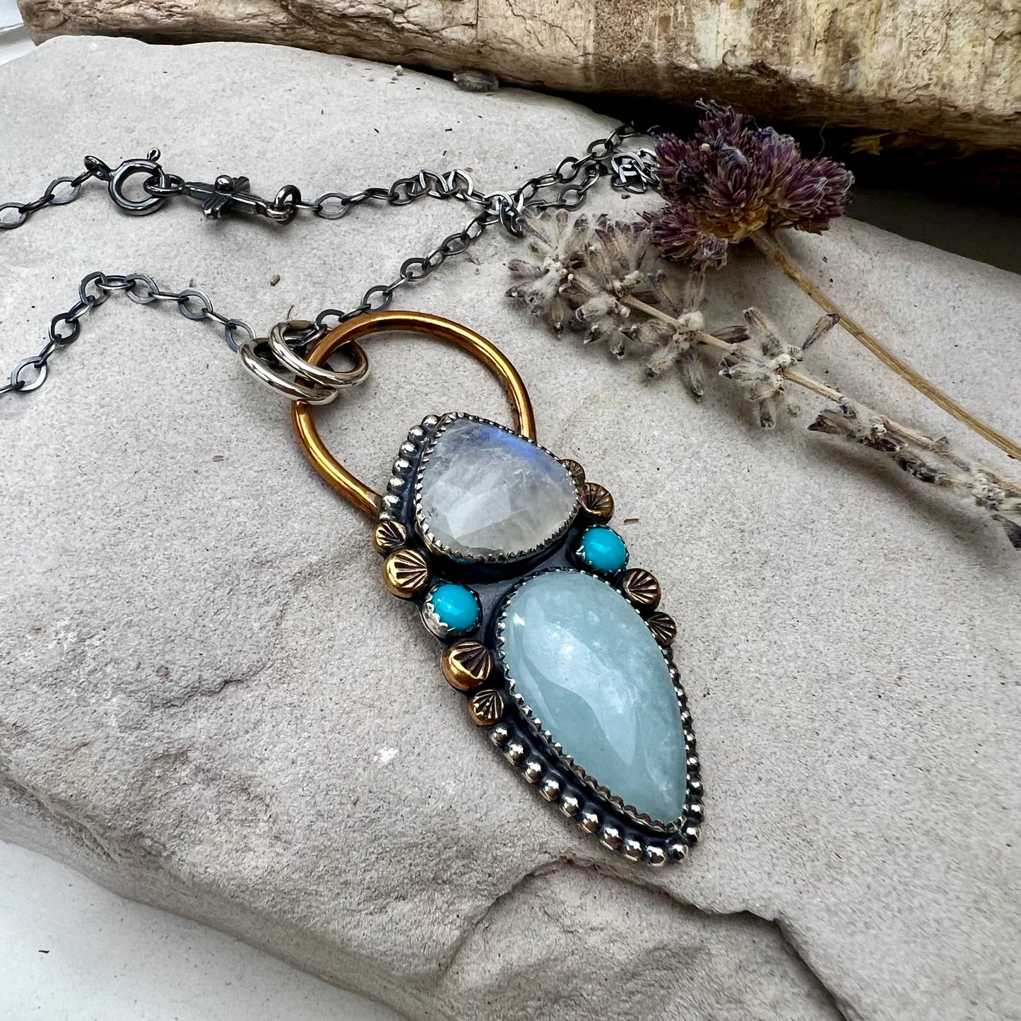 Moonstone Aquamarine Necklace