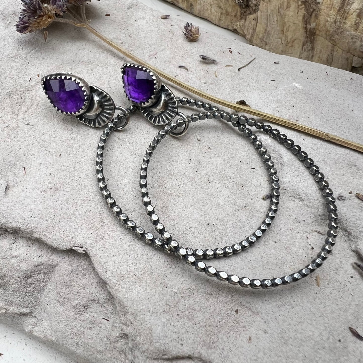 Amethyst Hoop Earrings
