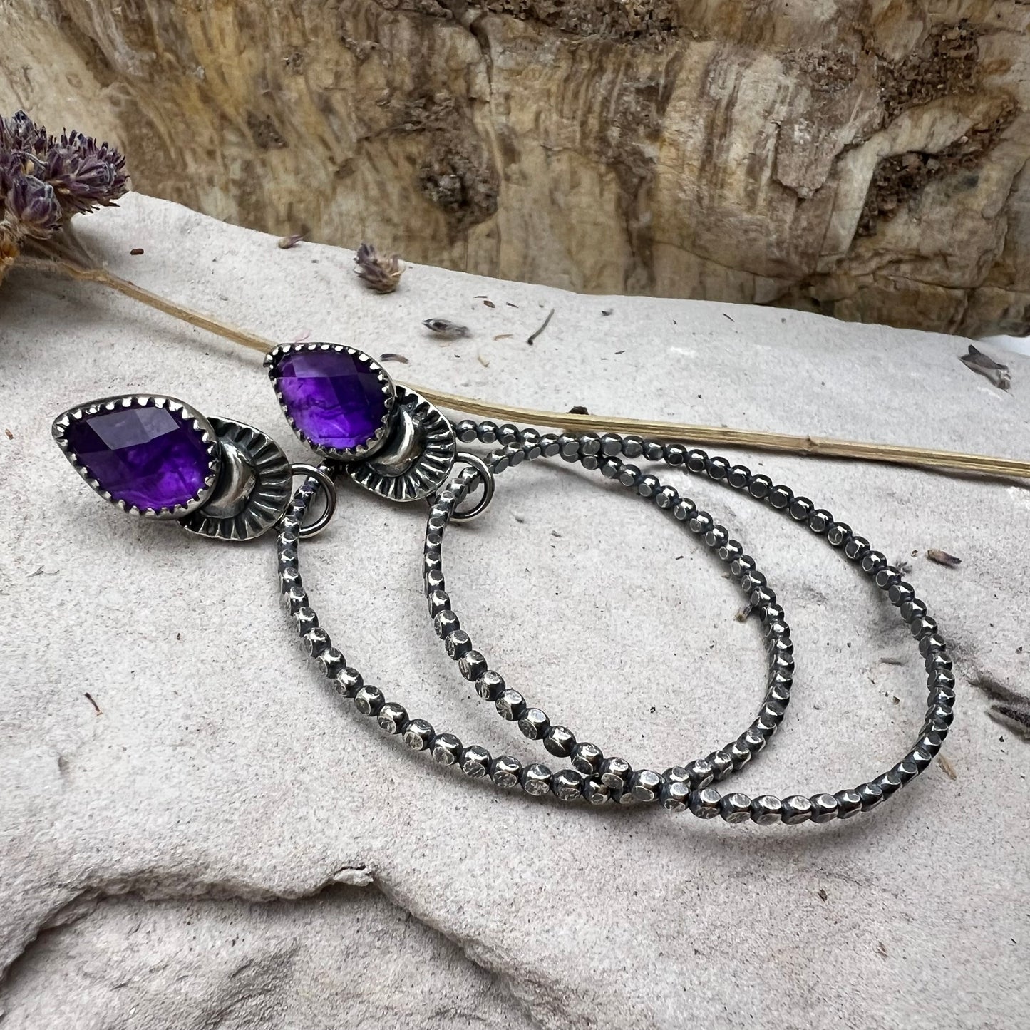 Amethyst Hoop Earrings