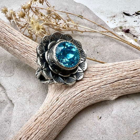 ((Reserved)) Blue Topaz Blossom Ring