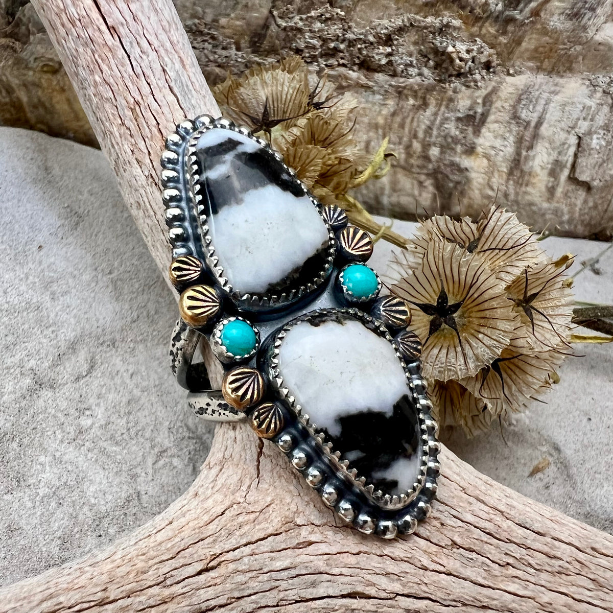 Zebra Jasper Statement Ring