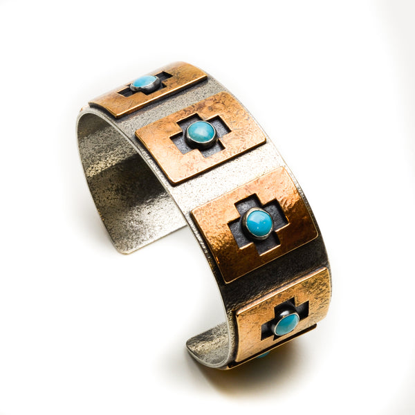 Four Corners Turquoise Sterling Silver Bracelet