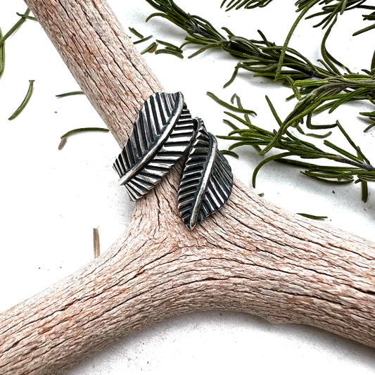 Adjustable Double Feather Ring