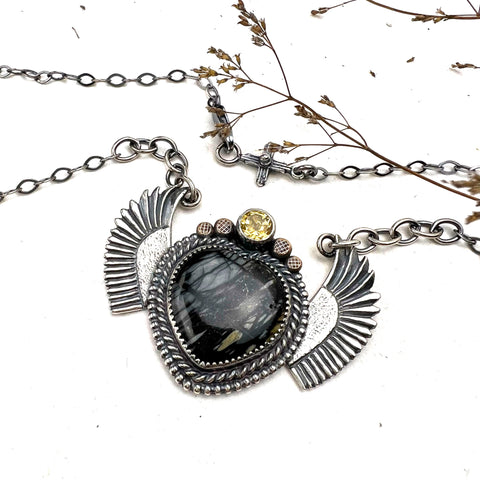Picasso Jasper Winged Heart Necklace