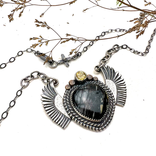 Picasso Jasper Winged Heart Necklace