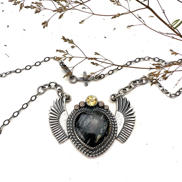 Picasso Jasper Winged Heart Necklace