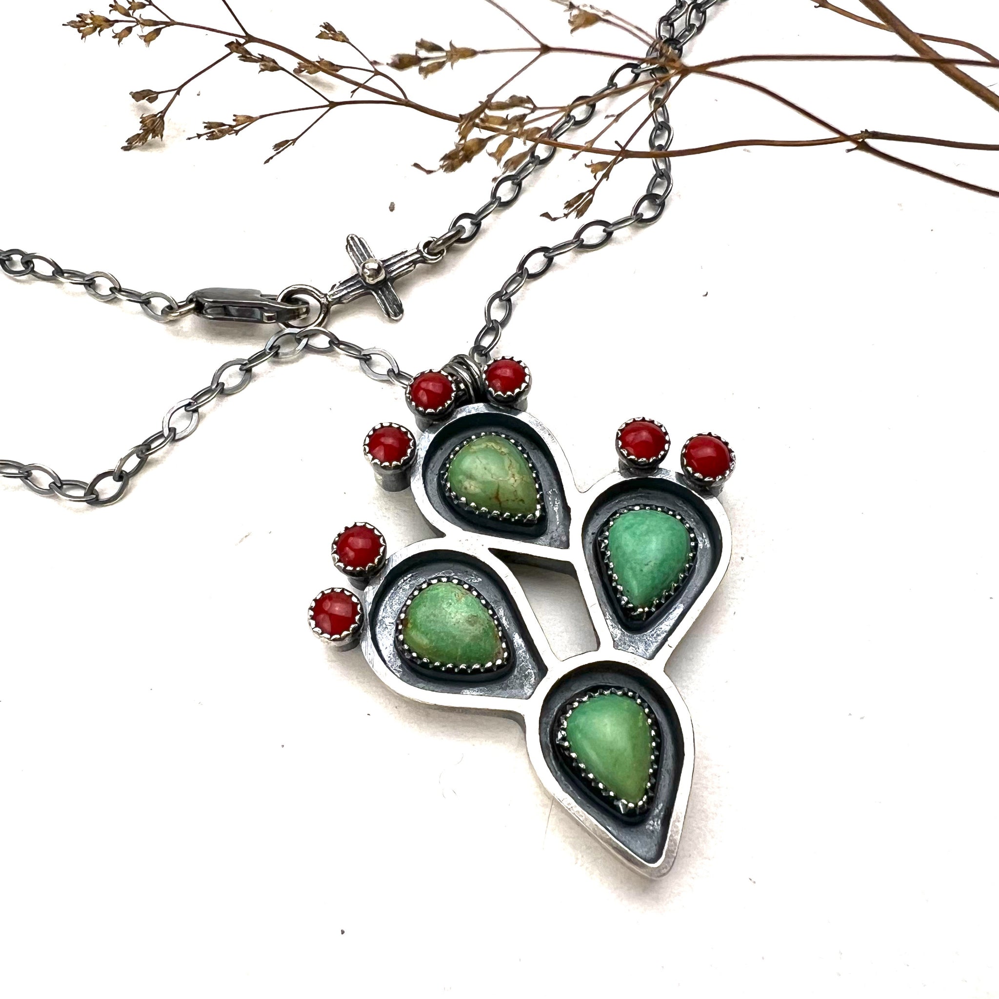 Turquoise Shadowbox Cactus Necklace