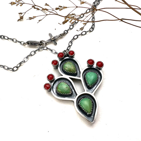 Turquoise Shadowbox Cactus Necklace