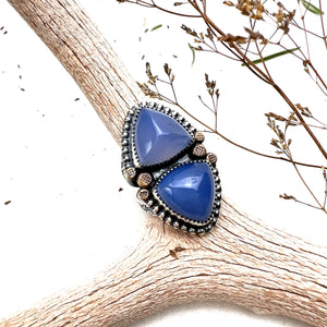 Blue Chalcedony Double Statement Ring