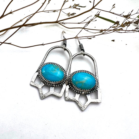 Turquoise Bloom Hoops